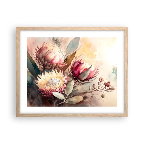 Plakat i ramme af lyst egetræ - I profil og en face - 50x40 cm