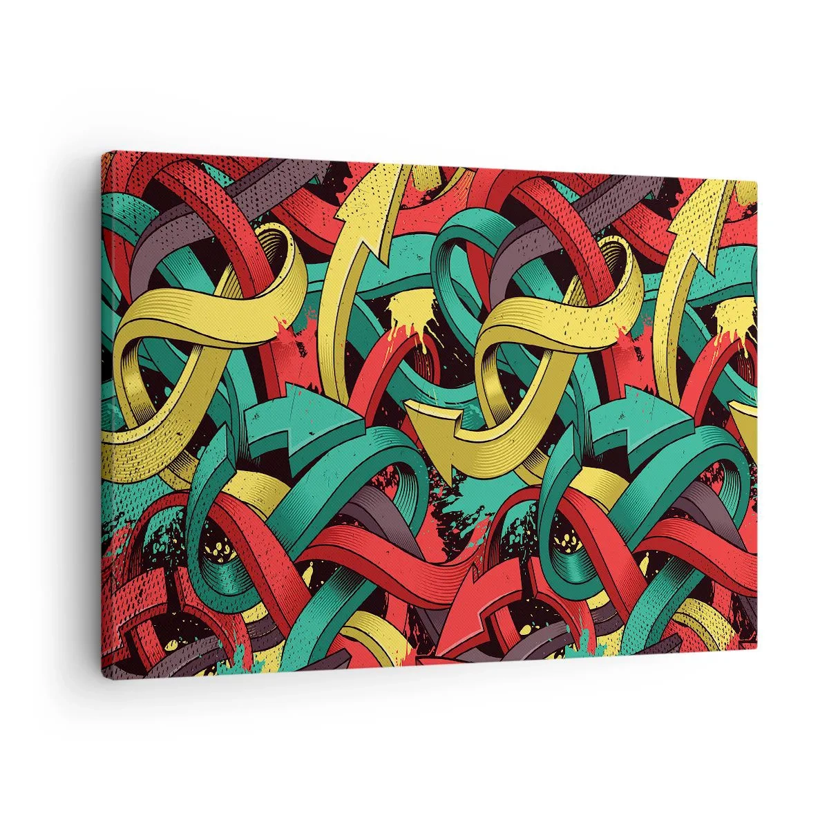 Lærredstryk - Billede på lærred - Abstrakte pile i livlige farver skaber kaos - 70x50cm - Hvilken vej skal man gå? - Moderne vægdekoration til stue og soveværelse ARTTOR