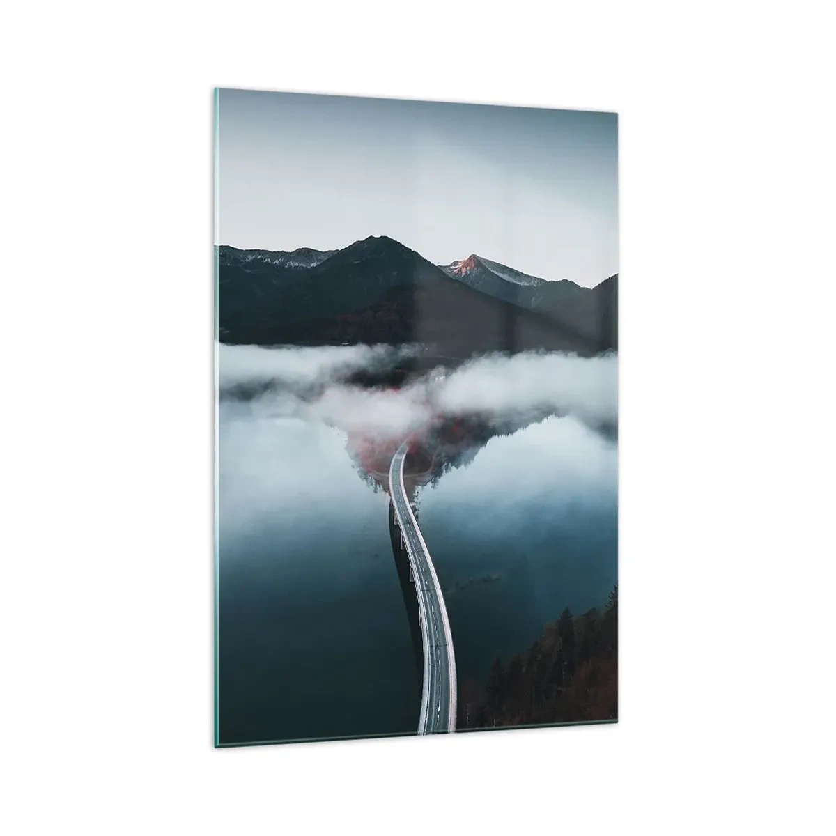 Billede på glas - Over vand så glat som et spejl - 70x100 cm