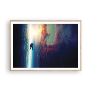 Plakat i ramme af lyst egetræ - Over for universet - 100x70 cm