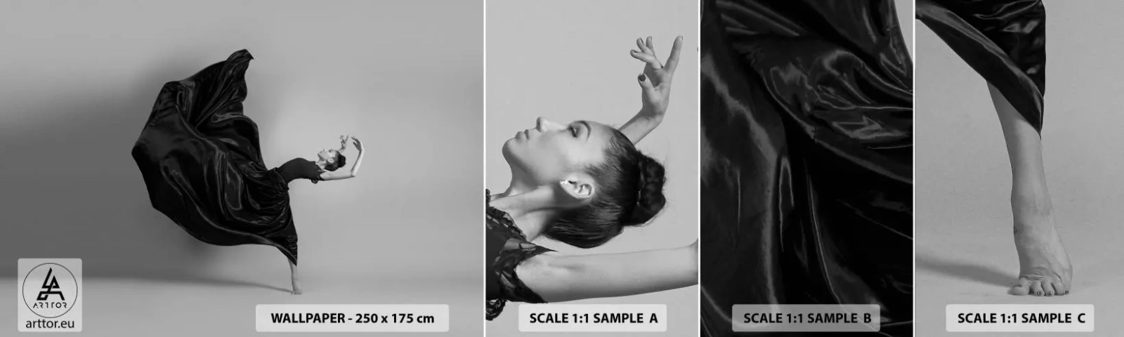 Prøve Fototapet Selvklæbende Deluxe Sticker - Bevinget af musik - Dans, Kvinde, Danser - 100x30 cm