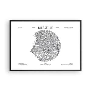Plakat i sort ramme - Marseilles anatomi - 100x70 cm