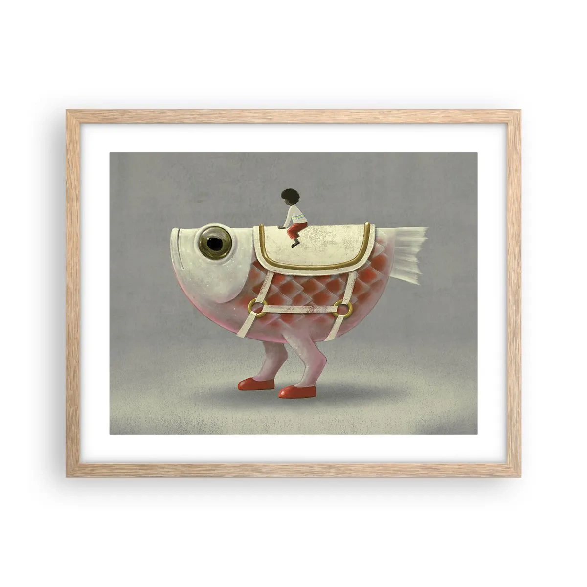 Plakat i ramme af lyst egetræ - Rybonski rytter - 50x40 cm