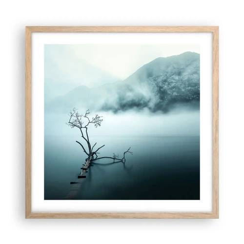 Plakat i ramme af lyst egetræ - Ud af vand og tåge - 50x50 cm