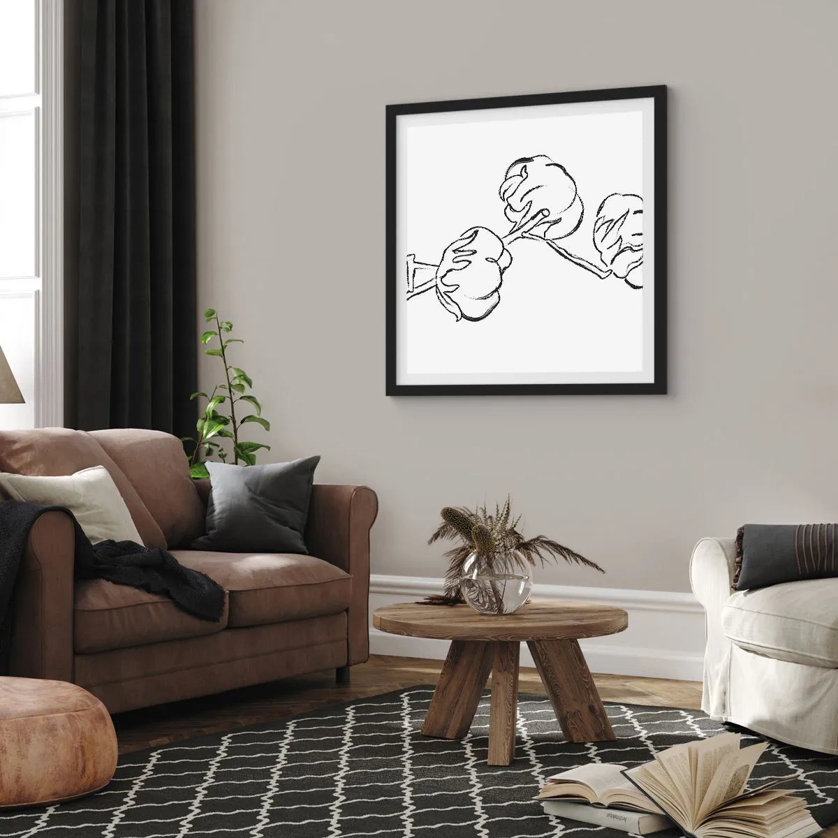 Plakat i sort ramme - Bomuld ned - 40x40 cm