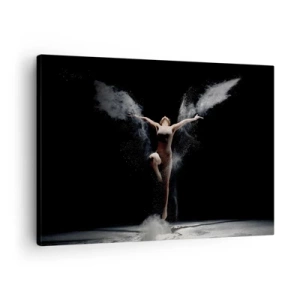 Lærredstryk - Billede på lærred - En danser i bevægelse med en slående støveffekt på en sort baggrund - 70x50cm - Elfer findes - Moderne vægdekoration til stue og soveværelse ARTTOR