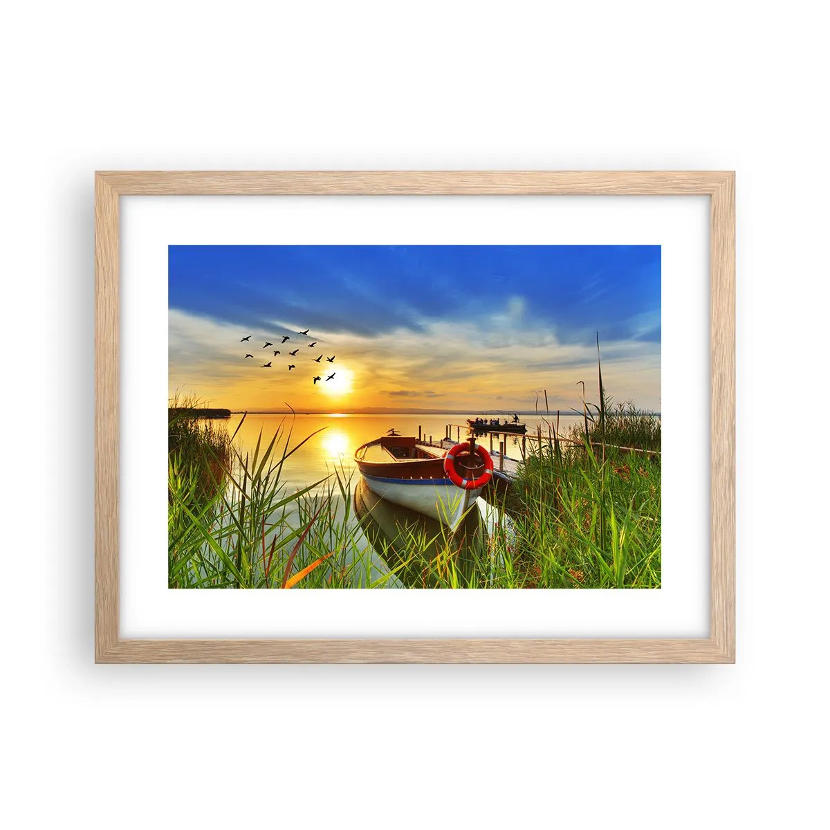 Plakat i ramme af lyst egetræ - Skarverne er allerede på vej væk - 40x30 cm