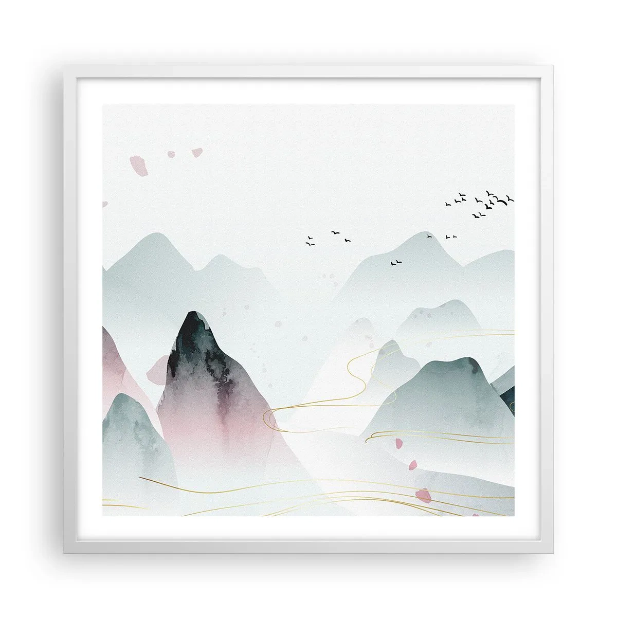 Plakat i hvid ramme - Over toppene - 60x60 cm