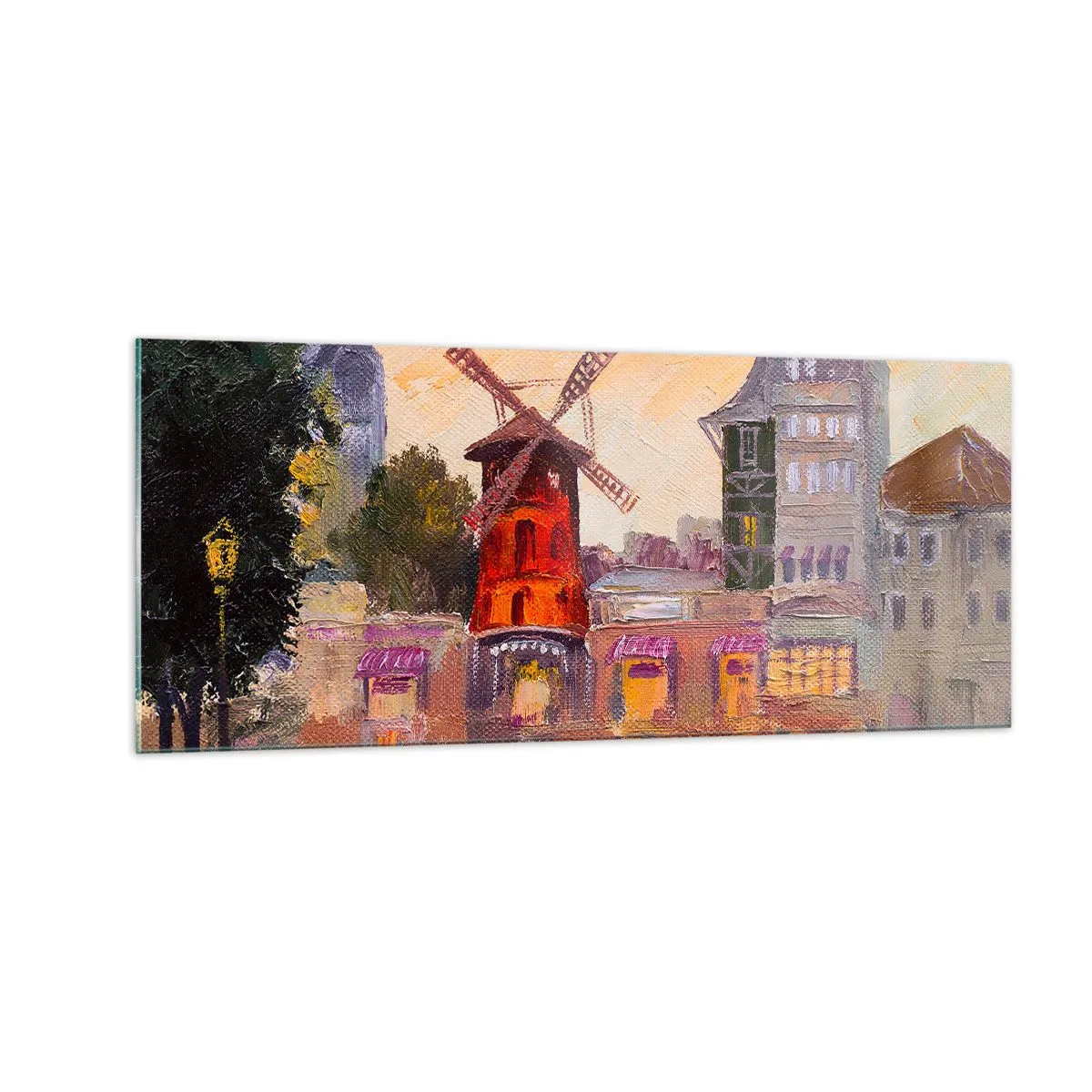 Billede på glas - Parisiske ikoner - Moulin Rouge - 100x40 cm