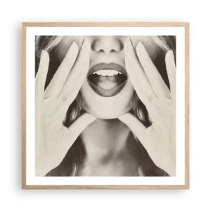 Plakat i ramme af lyst egetræ - Jeg er på vej! - 60x60 cm