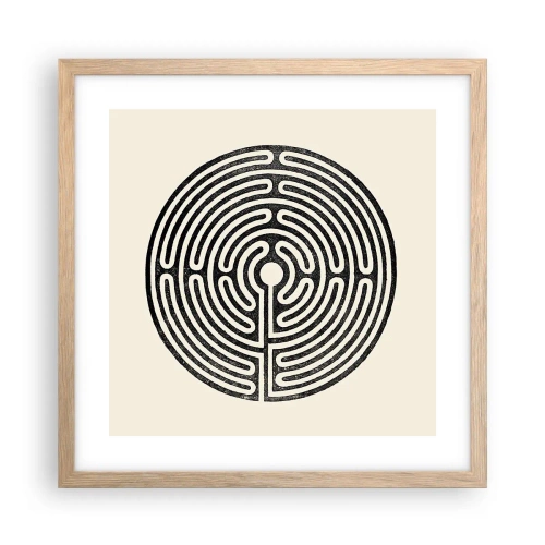 Plakat i ramme af lyst egetræ - Mystisk orden - 40x40 cm