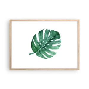 Plakat i ramme af lyst egetræ - Grønt koncept - 70x50 cm