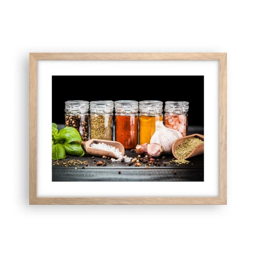Plakat i ramme af lyst egetræ - For at livet kan smages - 40x30 cm