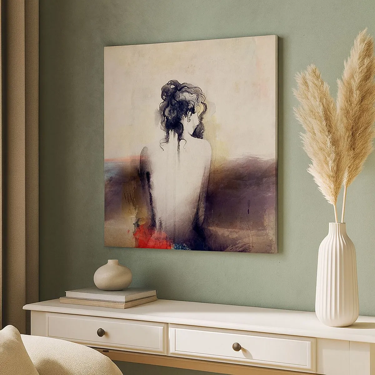 Lærredstryk - Billede på lærred - Glatte linjer, ovale former - 30x30 cm