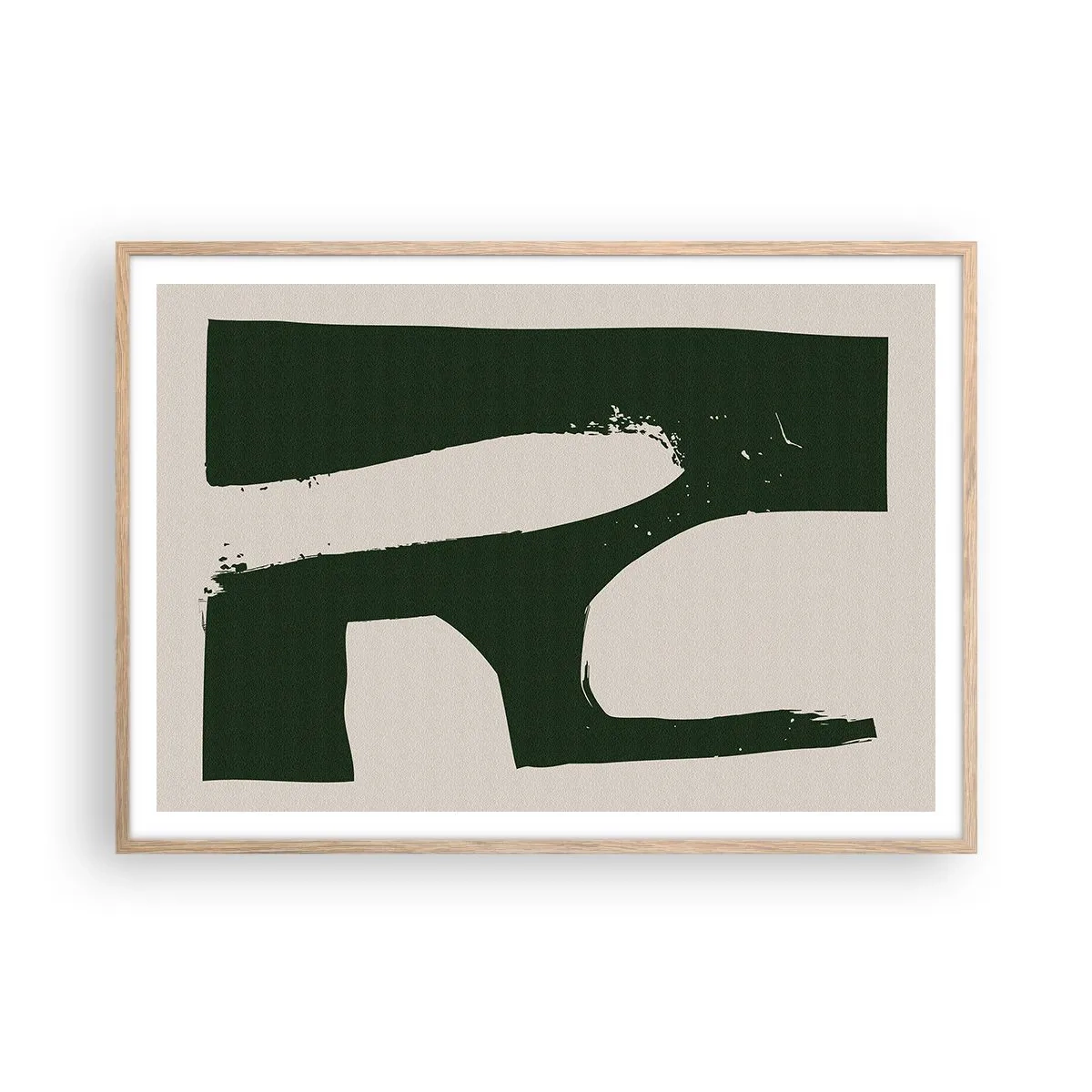 Plakat i ramme af lyst egetræ - Bugter af hvidt - 100x70 cm