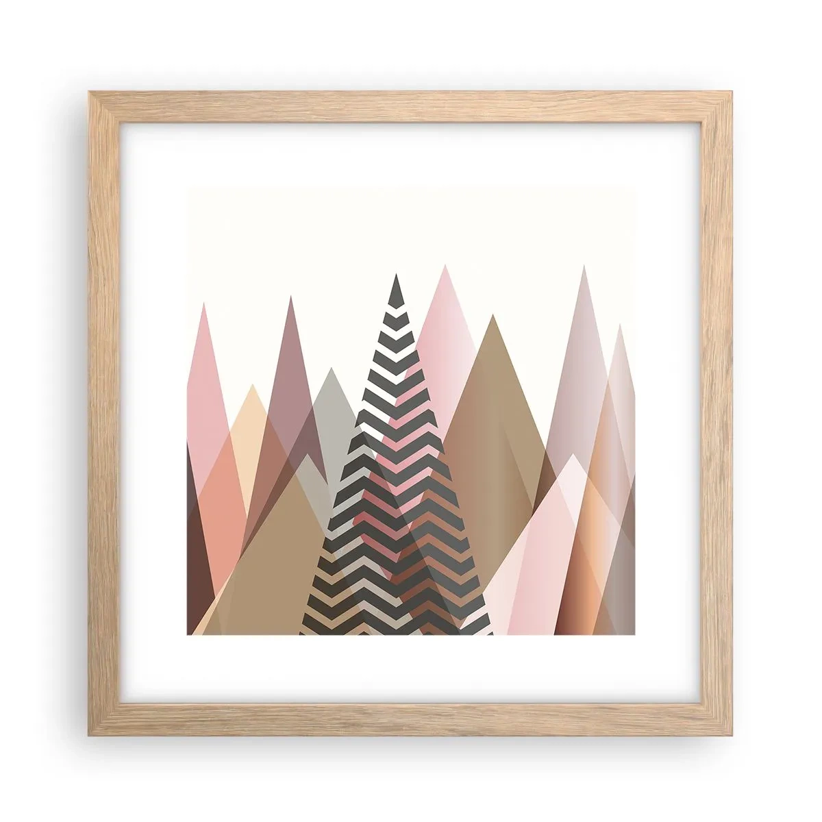 Plakat i ramme af lyst egetræ - Pyramide udsigt - 30x30 cm