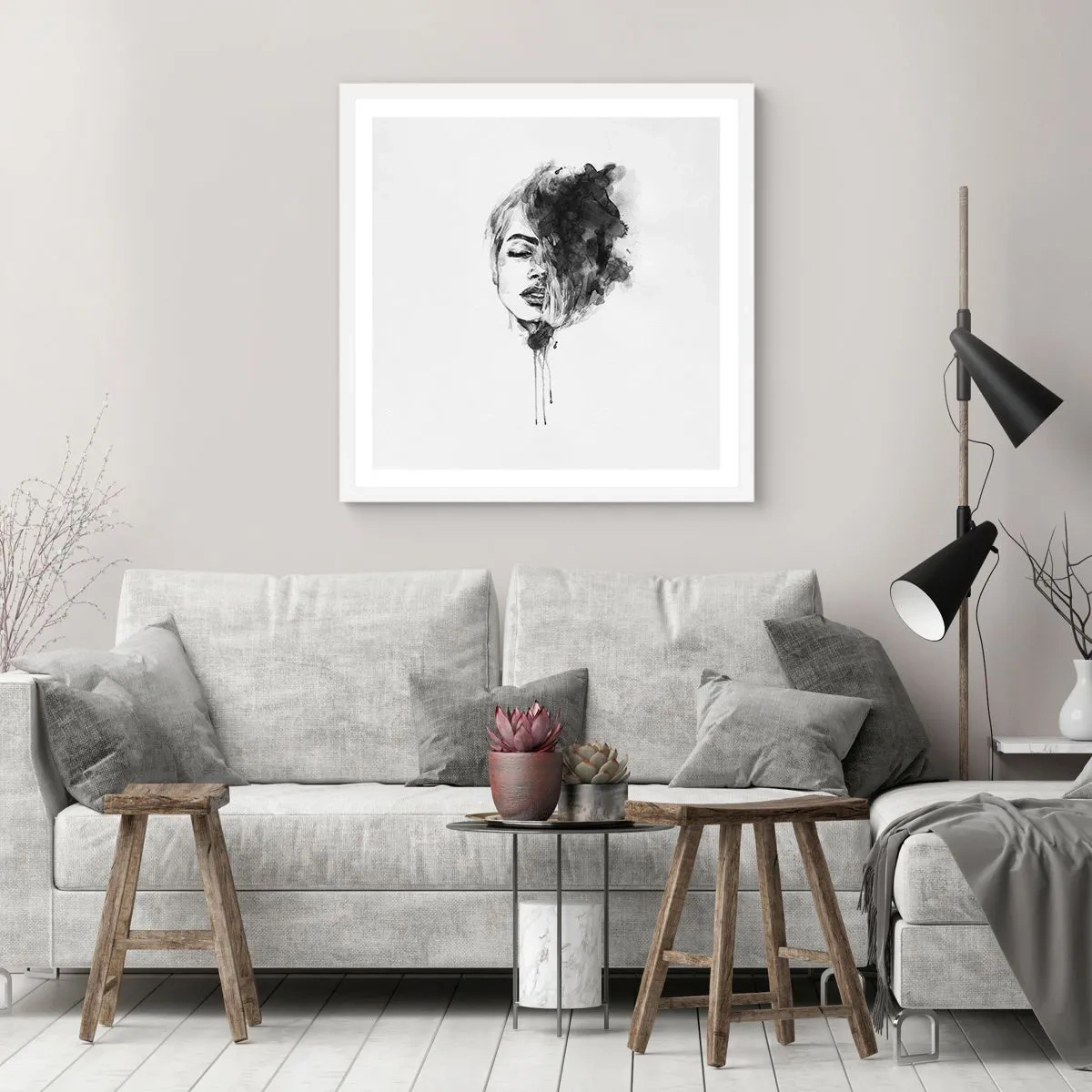 Plakat i hvid ramme - Hvad piger drømmer om - 50x50 cm