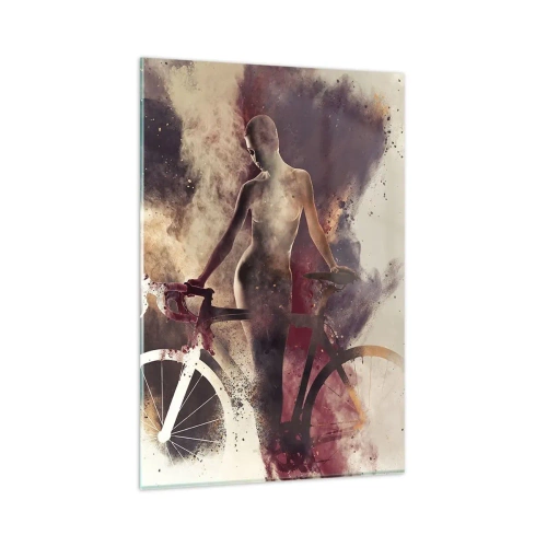 Billede på glas - I marmor former den cyklende sjæl - 80x120 cm