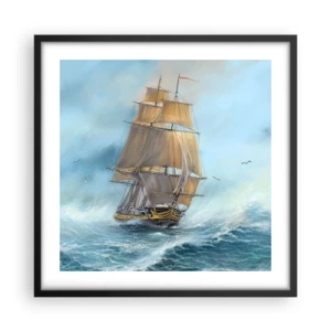 Plakat i sort ramme - Bølgende gennem bølgerne - 50x50 cm