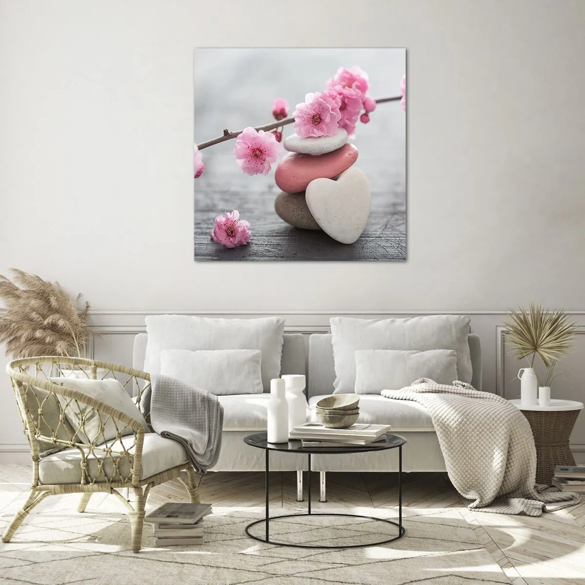 Billede på glas - Kirsebærblomstens lyksalighed - 70x70 cm