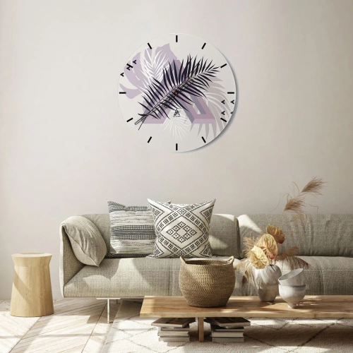 Vægur, Uret - Moderne grafik med palmeblade - 30x30cm - Skygge af en skygge - Moderne vægdekoration til stue, køkken og soveværelse ARTTOR