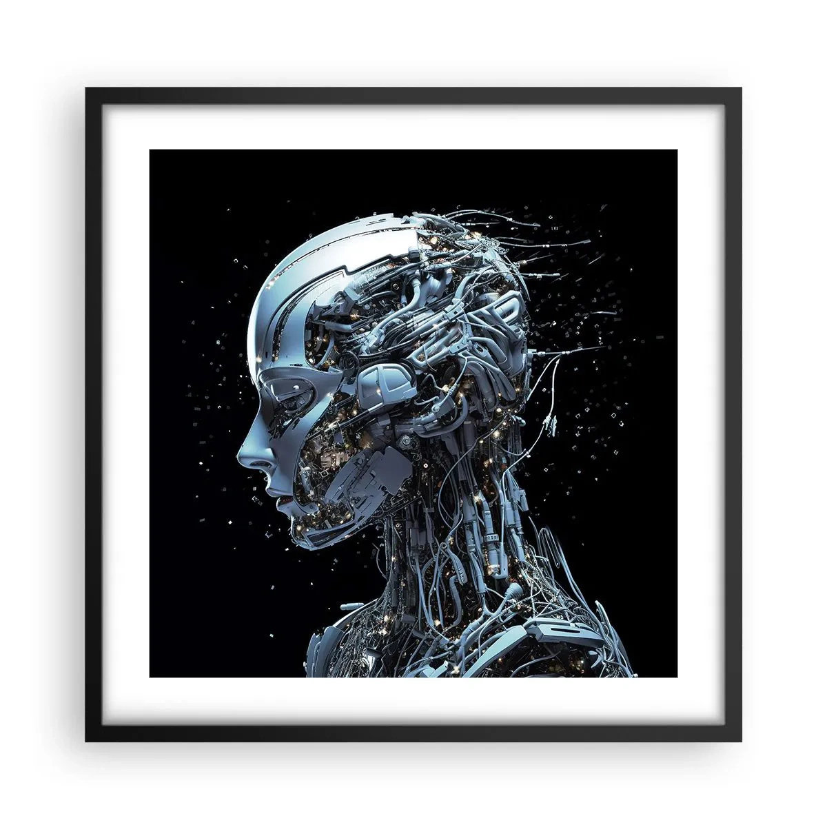 Plakat i sort ramme - Teknologi er en kvinde - 50x50 cm