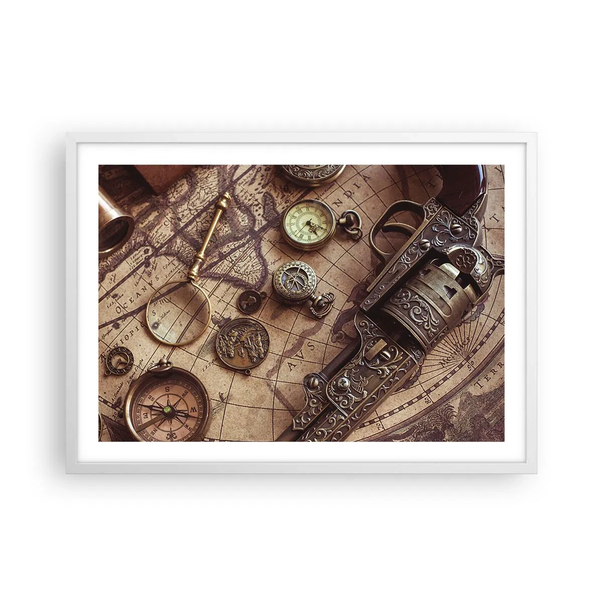 Plakat i hvid ramme - Opkald til eventyr - 70x50 cm