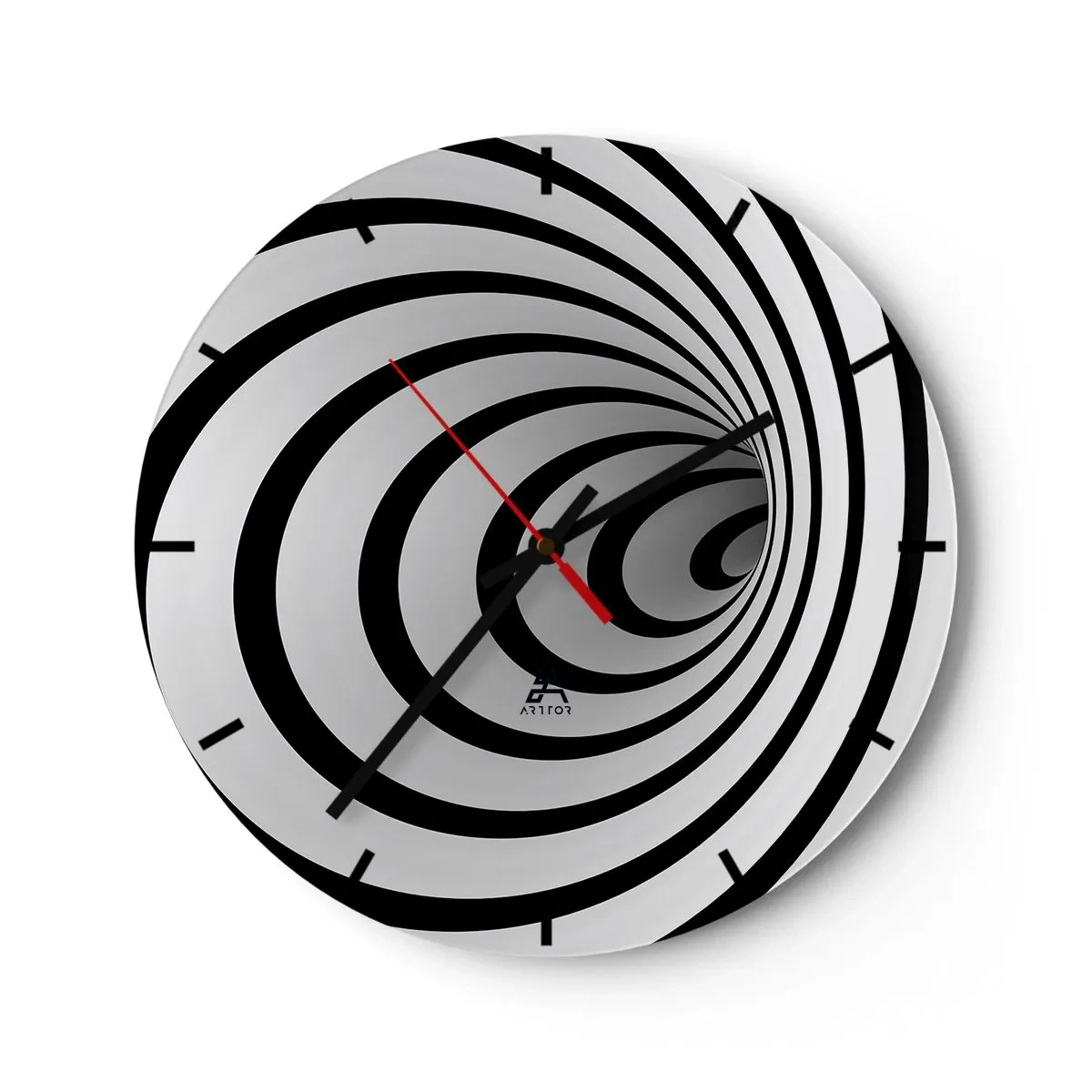 Vægur, Uret - Et fascinerende spiralmønster i sort og hvid - 30x30cm - Kan du heller ikke modstå det? - Moderne vægdekoration til stue, køkken og soveværelse ARTTOR