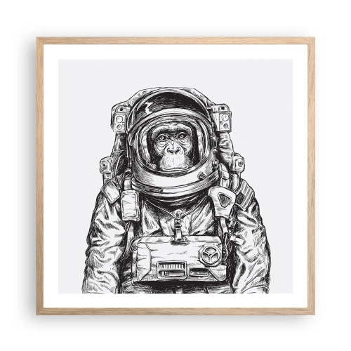 Plakat i ramme af lyst egetræ - Alternativ evolution - 60x60 cm