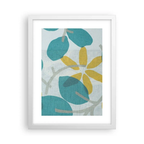 Plakat i hvid ramme - Blandt azurblå blade - 30x40 cm