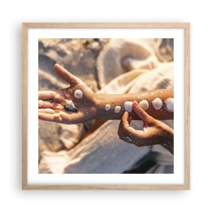 Plakat i ramme af lyst egetræ - Skønhed inden for rækkevidde - 50x50 cm