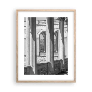 Plakat i ramme af lyst egetræ - Solrig arkade - 40x50 cm