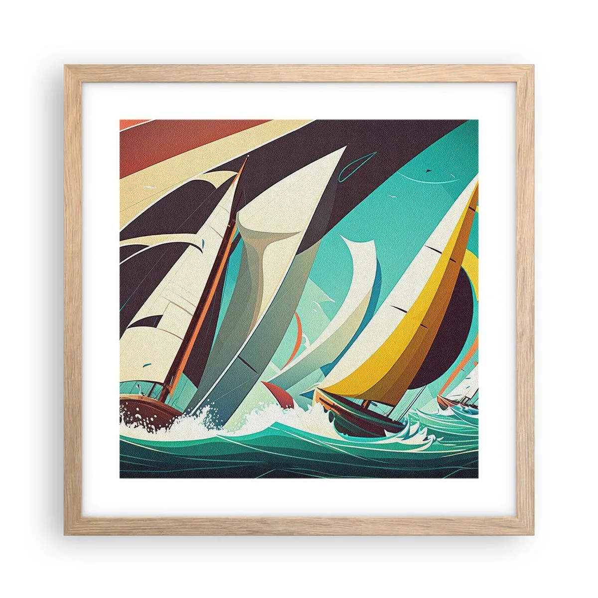 Plakat i ramme af lyst egetræ - Tæt på og personligt med elementerne - 40x40 cm