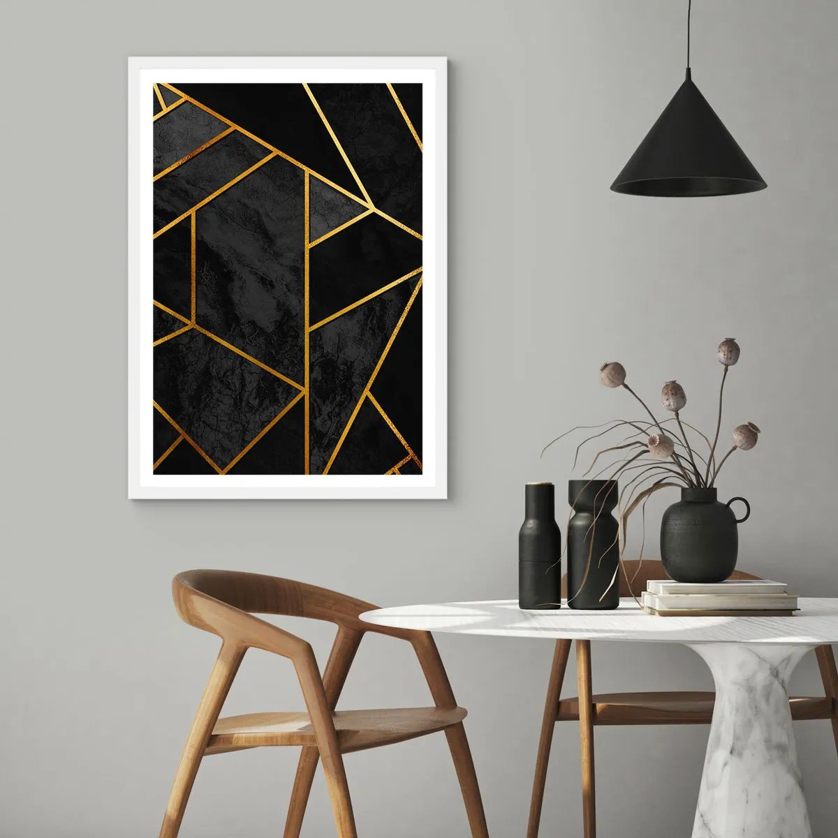 Plakat i hvid ramme - Mørke og lys - 30x40 cm