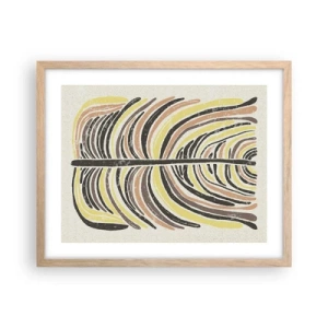 Plakat i ramme af lyst egetræ - Levende abstraktion - 50x40 cm
