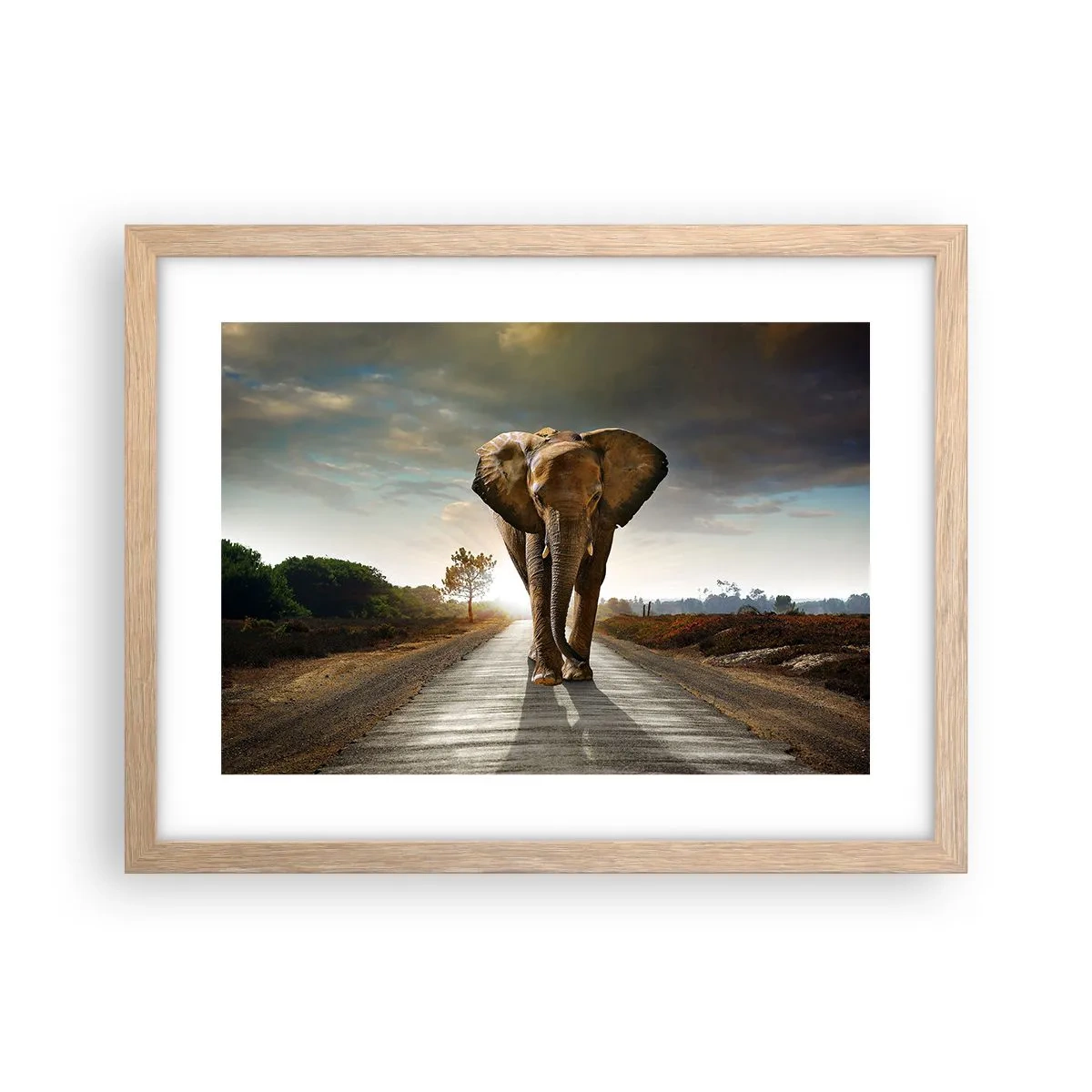 Plakat i ramme af lyst egetræ - Og slet ikke i en porcelænsbutik - 40x30 cm