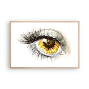 Plakat i ramme af lyst egetræ - Et look lige så varmt som sommeren - 91x61 cm