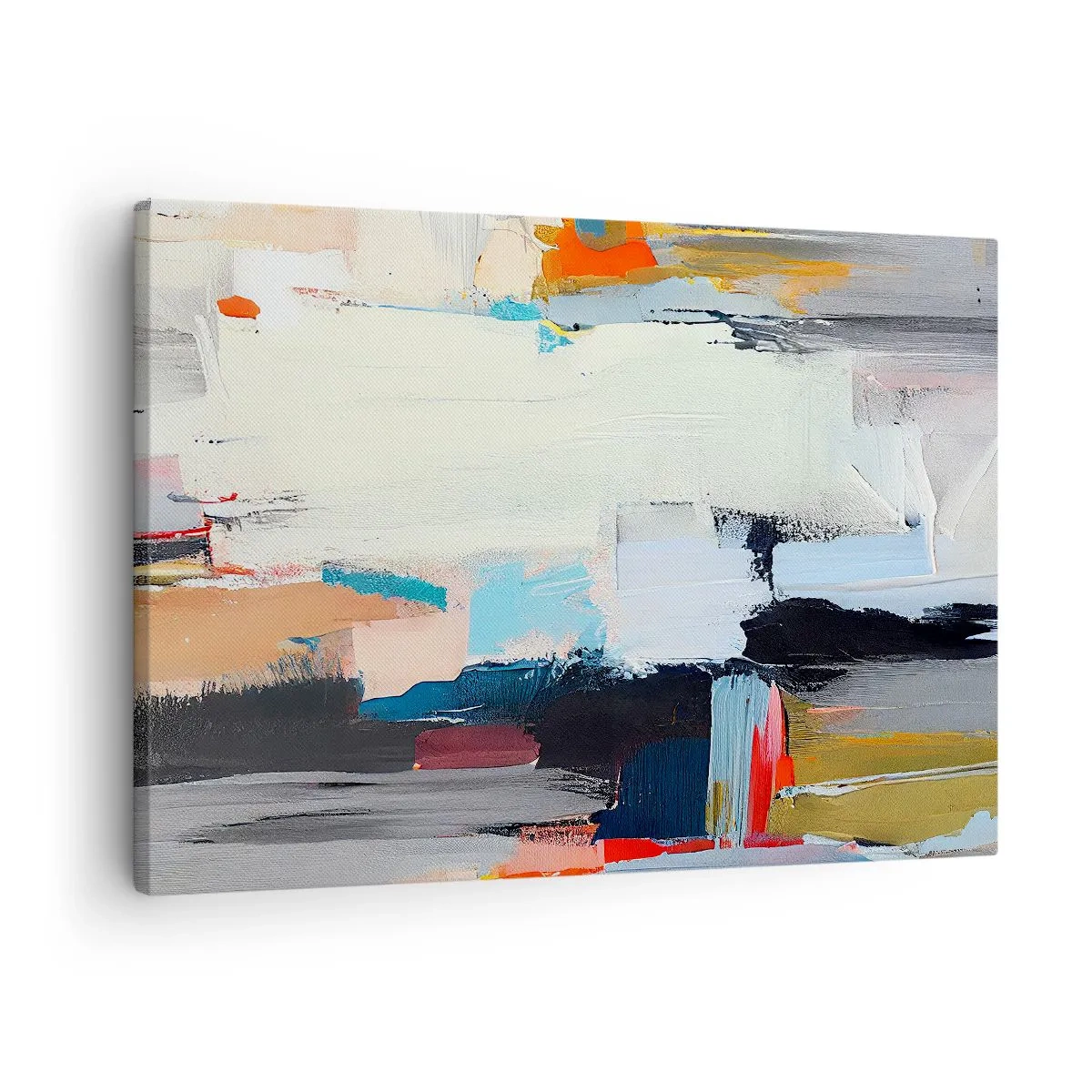 Lærredstryk - Billede på lærred - Farverig abstraktion med dynamiske penselstrøg - 70x50cm - Er der en metode? - Moderne vægdekoration til stue og soveværelse ARTTOR