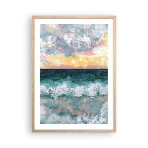 Plakat i ramme af lyst egetræ - Vand, lys, luft - 50x70 cm