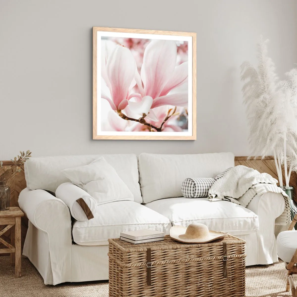 Plakat i ramme af lyst egetræ - Ømhedens umådelighed - 60x60 cm