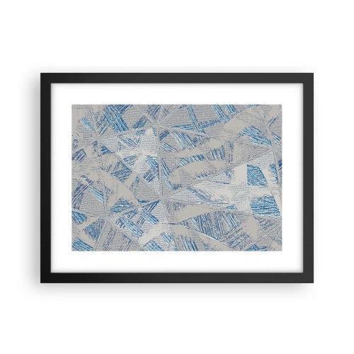 Plakat i sort ramme - I en gråblå labyrint - 40x30 cm