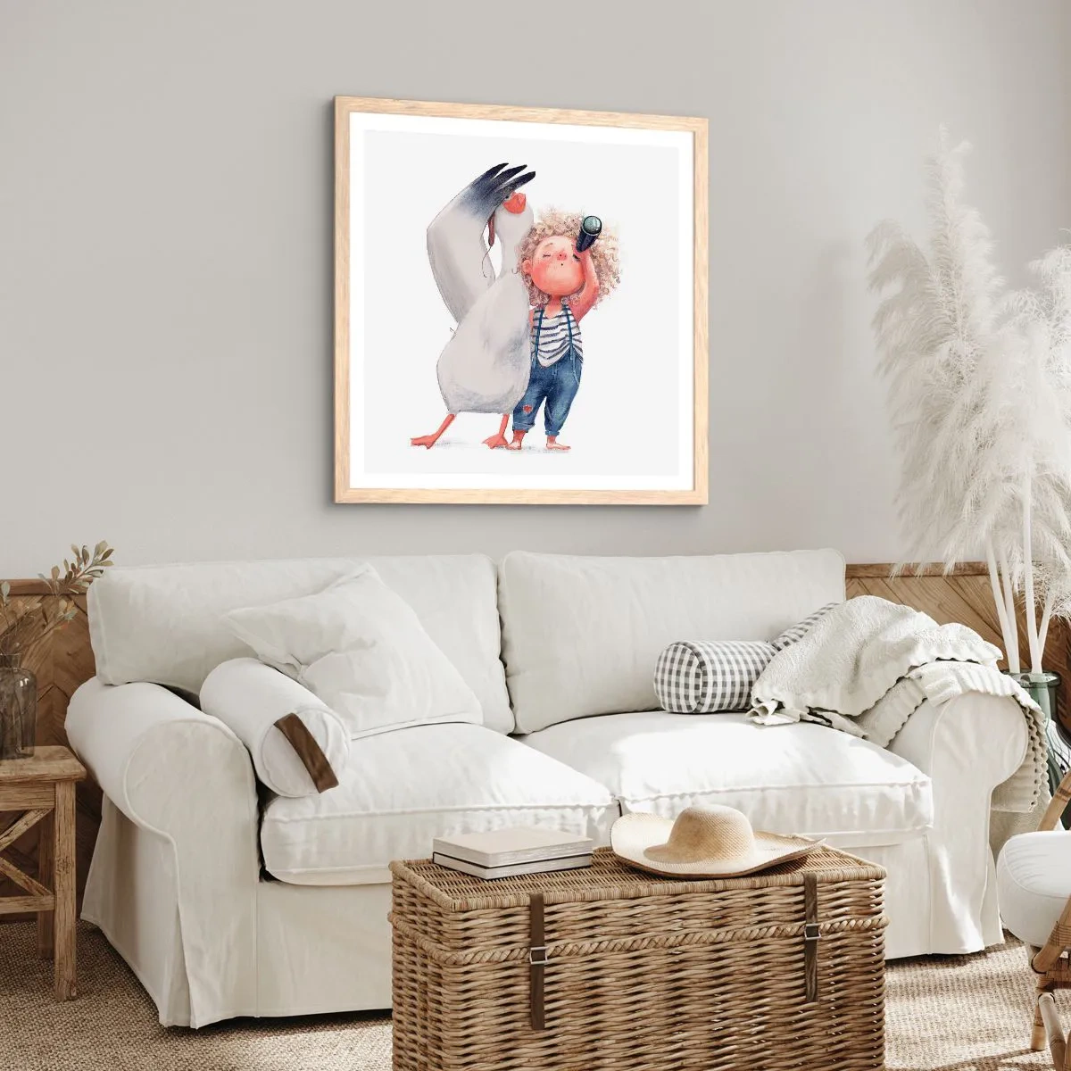 Plakat i ramme af lyst egetræ - En plan for en fantastisk rejse - 60x60 cm