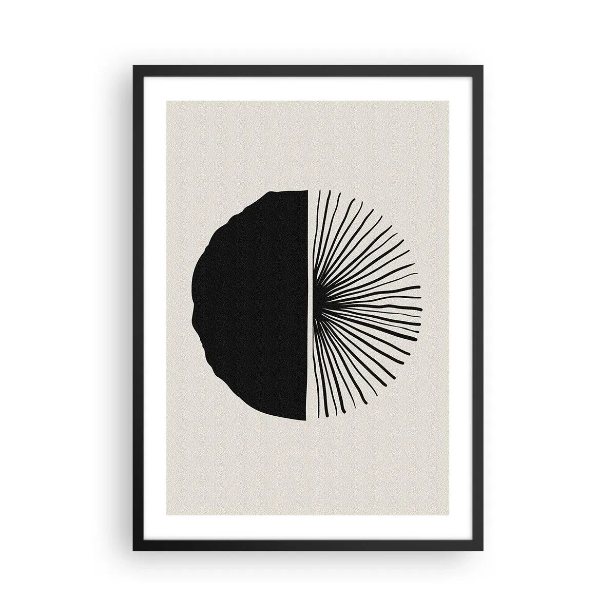 Plakat i sort ramme - Minimalistisk sort-hvid abstraktion - 50x70cm - En vifte af muligheder - Moderne vægdekoration til stue og soveværelse ARTTOR
