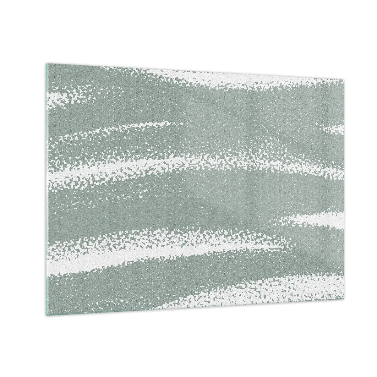 Billede på glas - Hvide striber på en kølig grøn baggrund - 70x50cm - Abstraktion i vinterstemning - Moderne vægdekoration til stue og soveværelse ARTTOR