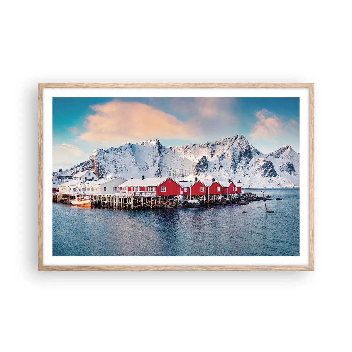 Plakat i ramme af lyst egetræ - Nordlig tilbagetrækning - 91x61 cm