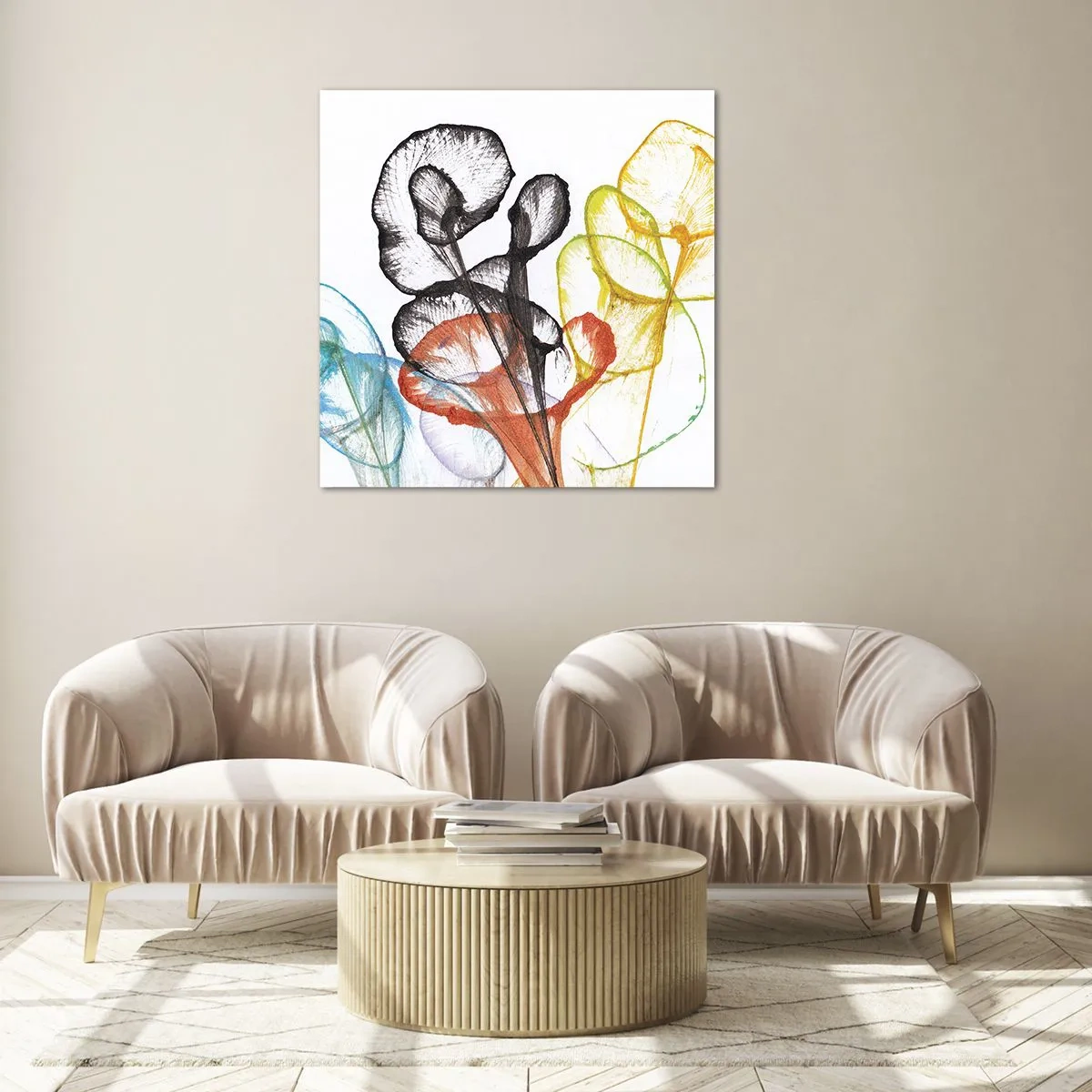 Billede på glas - Blomster med sjæl - 40x40 cm