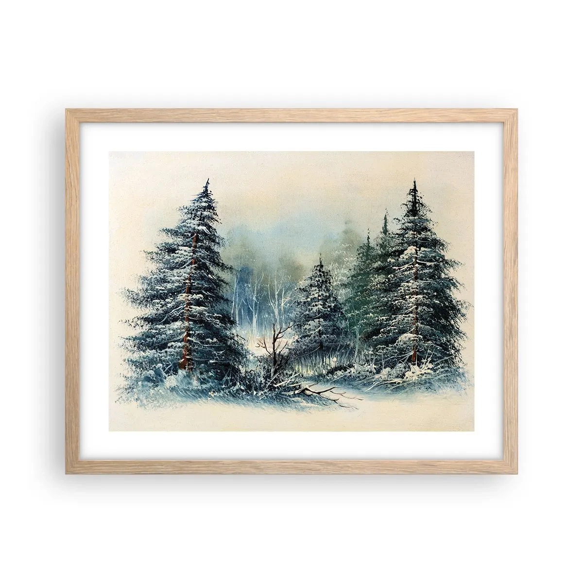 Plakat i ramme af lyst egetræ - Klar til jul - 50x40 cm