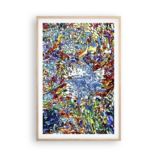Plakat i ramme af lyst egetræ - Dråbe af farvet glas - 61x91 cm