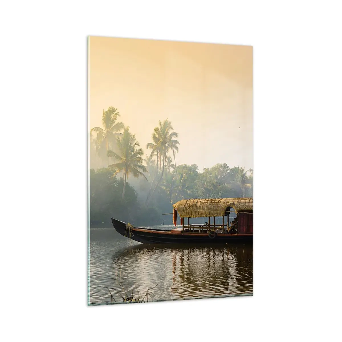 Billede på glas - Hus ved floden - 80x120 cm