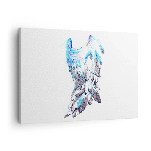 Lærredstryk - Billede på lærred - Delikate englevinger i pastelfarver - 70x50cm - Jeg har brug for vinger - Moderne vægdekoration til stue og soveværelse ARTTOR